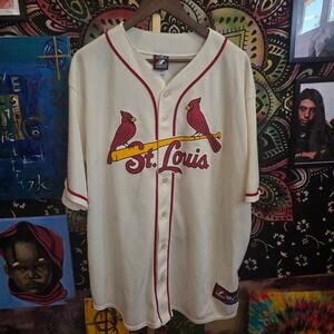 Vintage 90s Majestic MLB St Louis Cardinals Cream Jersey 2XL